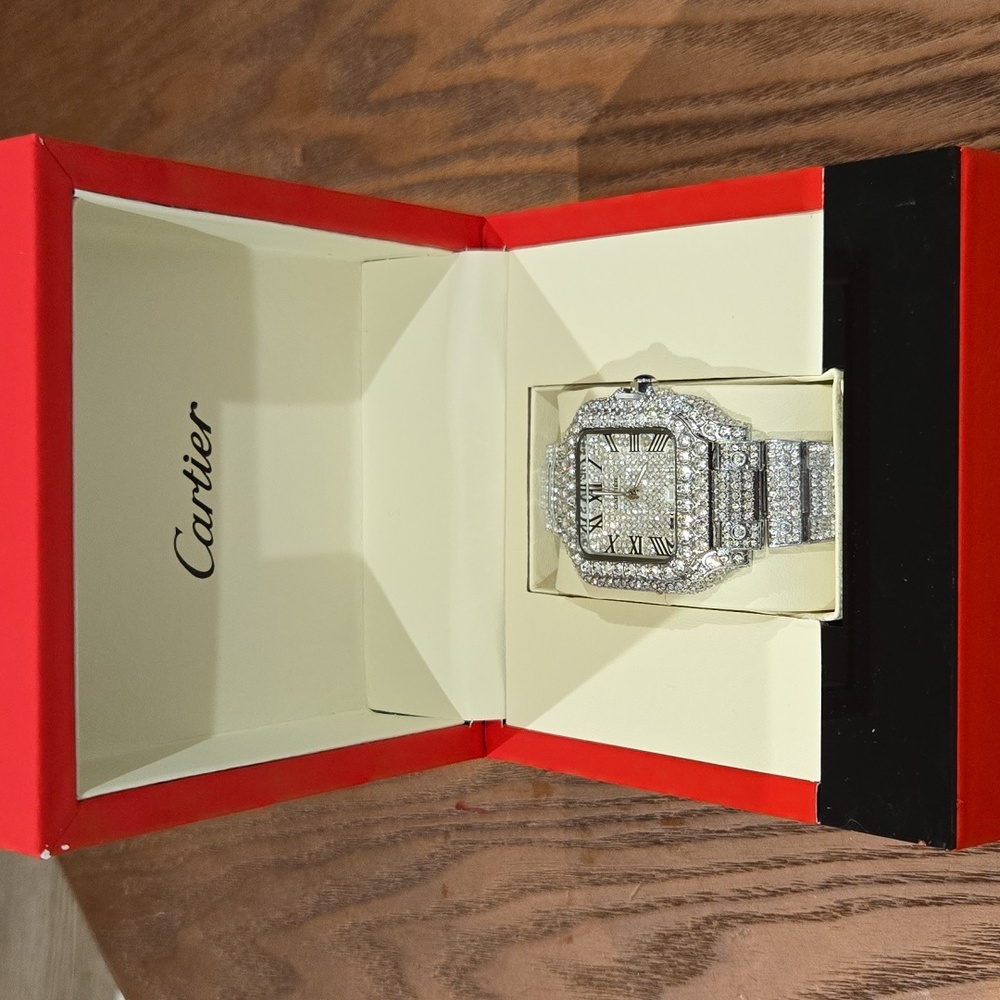 Silver Crystal-Embellished Watch